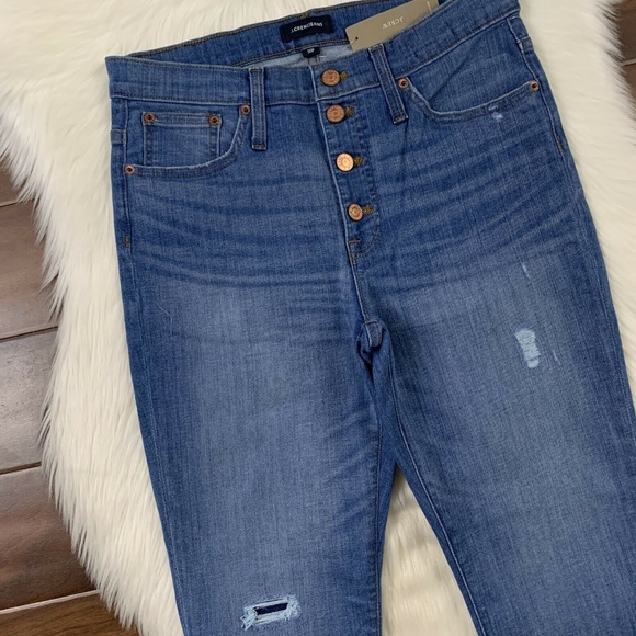 J. Crew 9" High Rise Toothpick Skinny Denim Jeans - Picture 2 of 8